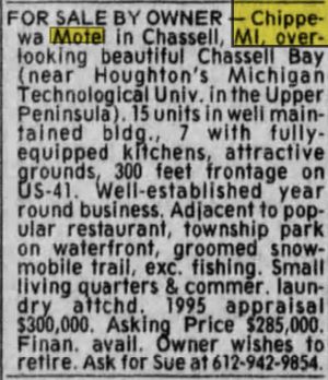 Chippewa Motel - Apr 1996 For Sale
